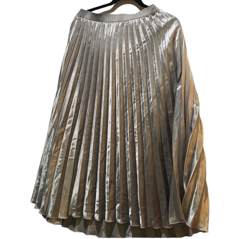 Sliver Pleaded Midi Skirt Size Large